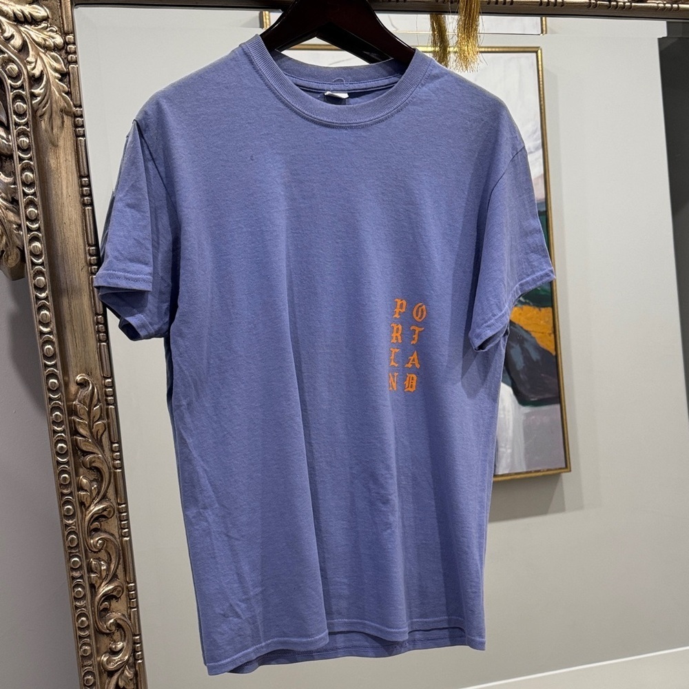 Men's Blue Tee with Orange Graphic - Picture 2 of 2
